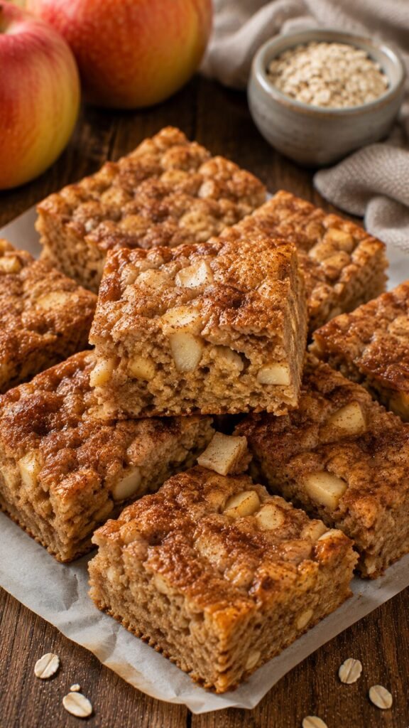 Baked Apple-Banana Bread Porridge: "Oven-baked apple banana bread porridge bars made with collagen peptides, a satiating healthy fat breakfast for Hashimoto's."