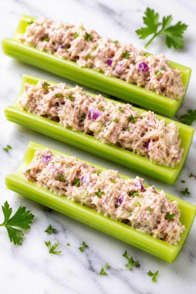 AIP Tuna Salad Celery Boats Recipe