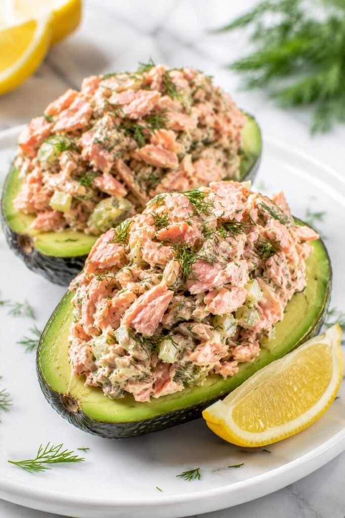 Avocado Salmon Salad Boats Recipe