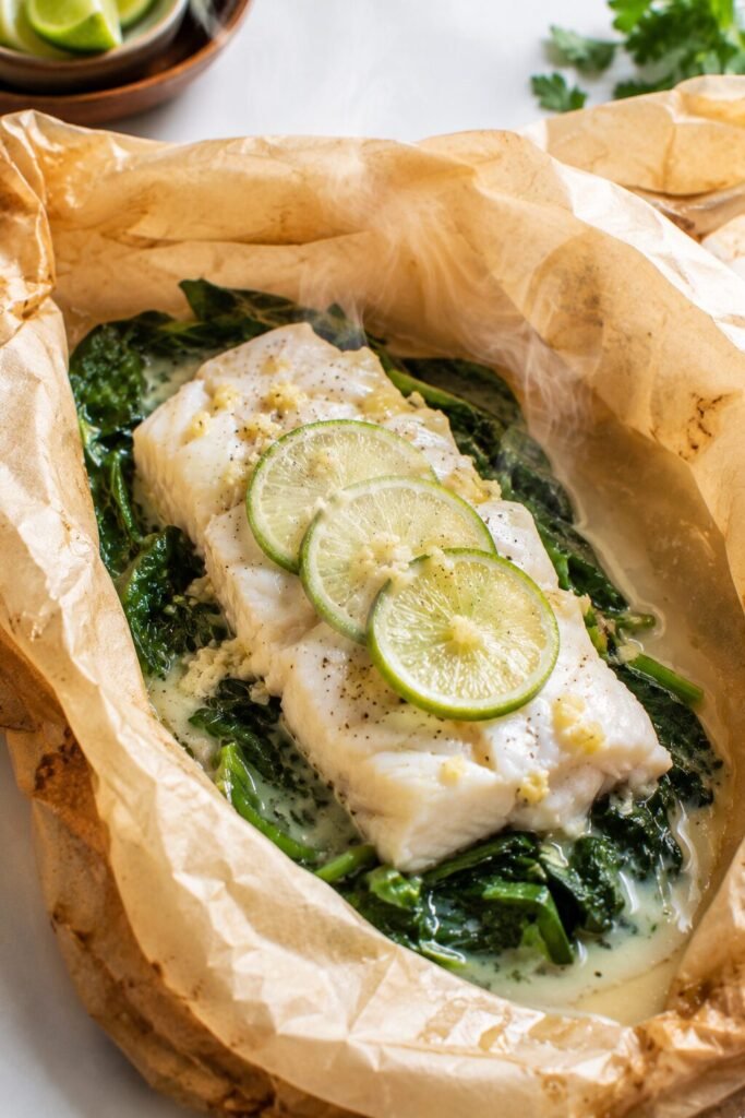 Coconut Ginger White Fish Papillote Recipe