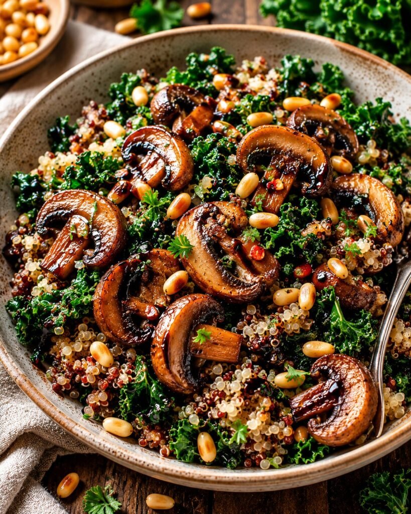 Balsamic Roasted Mushroom & Kale Quinoa