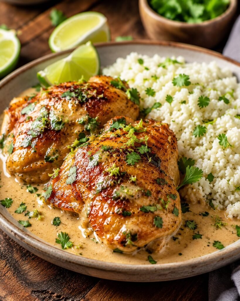 Coconut Lime Chicken Thighs with Cauli Rice