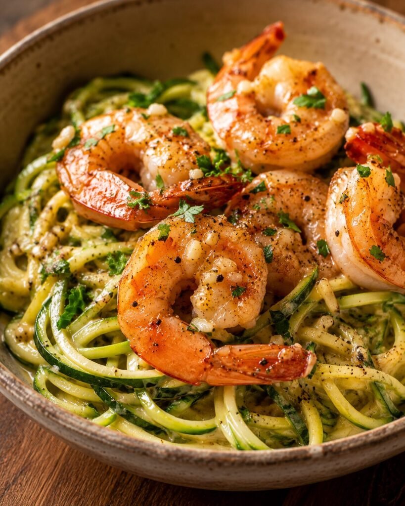 Dreamy Garlic Tiger Shrimp with Zucchini Noodles