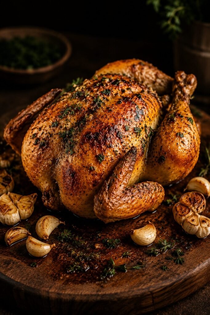 Garlic-Parsley Brined Roast Chicken