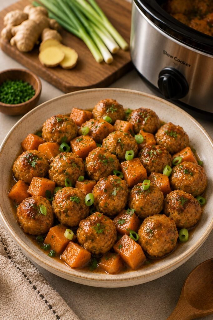 Ginger-Glazed Sweet Potato & Turkey Meatballs Recipe