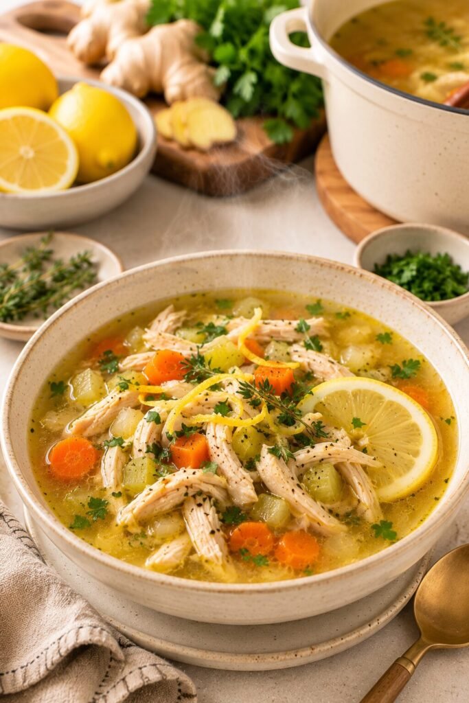 Lemon Ginger Gut-Healing Chicken Soup Recipe